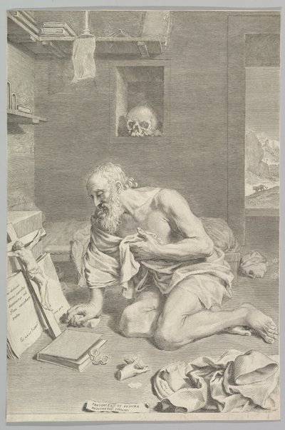 Saint Jérôme priant dans sa cellule, Saint Jérôme pénitent, 1665 - Claude Mellan