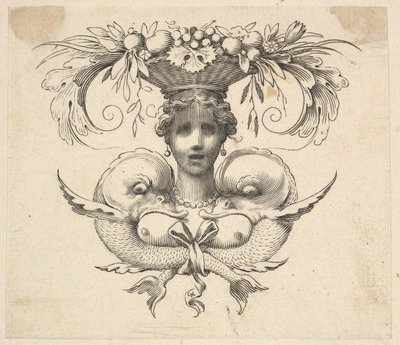 Cul-de-lampe : Buste de femme - Claude Mellan