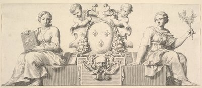 Les Armes de la France accompagnées de personnifications de la Loi et de la Bonne Foi, 1664 - Claude Mellan