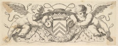 Deux Chérubins avec les Armes du Cardinal Richelieu, avant 1642 - Claude Mellan