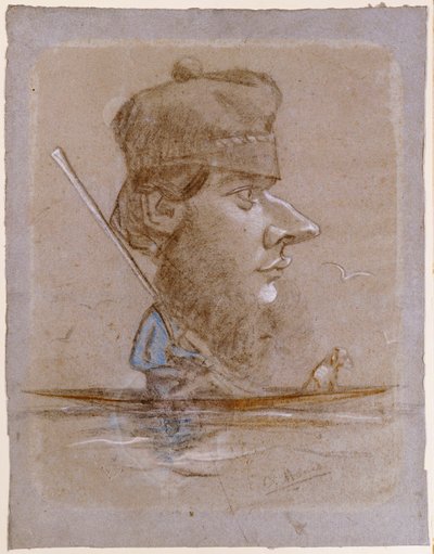 Un Chasseur et son Chien sur un Bateau, c.1858-59 - Claude Monet