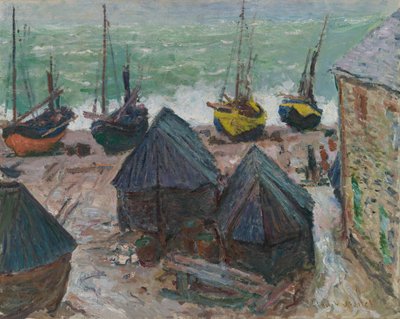 Bateaux sur la plage à Étretat - Claude Monet