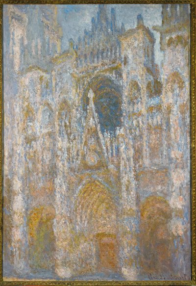 La Cathedrale de Rouen, soleil matinal, harmonie bleu (oil on canvas) - Claude Monet