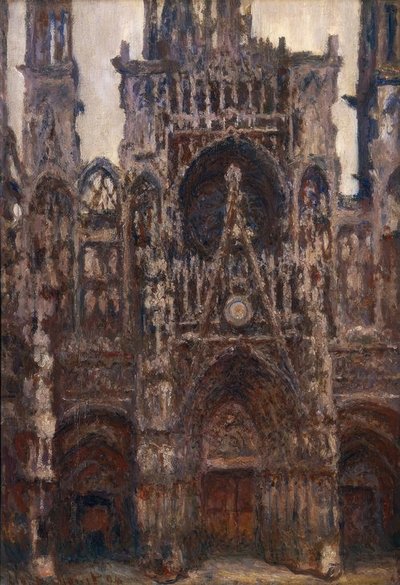 La cathédrale de Rouen, le portail vue de face, harmonie brune - Claude Monet
