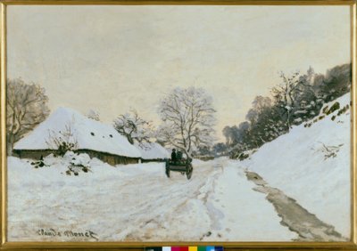 La charrette. Route sous la neige à Honfleur - Claude Monet