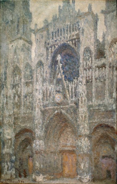 Cathédrale de Rouen, le portail, temps gris, harmonie grise - Claude Monet