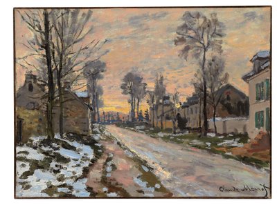 Route à Louveciennes, neige fondante, soleil couchant, c.1869-70 - Claude Monet