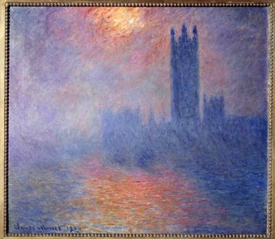 Les Chambres du Parlement, Londres, avec le soleil perçant le brouillard - Claude Monet