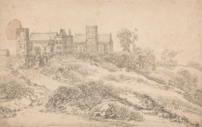 Une maison manoir Tudor et une église - Claude de Jongh
