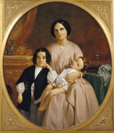 Portrait de la femme et des enfants du peintre - Claudi Lorenzale