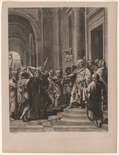 Jésus enveloppé dans la robe des fous, planche 12 de La Passion du Christ - Claudine Bouzonnet Stella