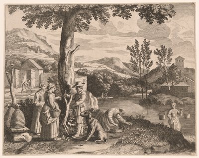 Le rucher, la culture des jardins et la greffe des arbres, planche 2 des Pastorales - Claudine Bouzonnet Stella