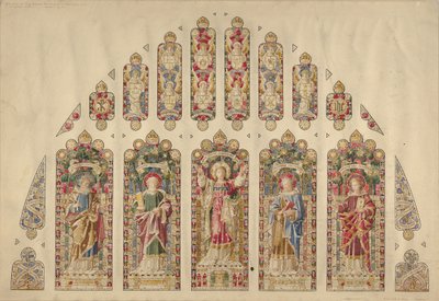 Design pour une fenêtre en vitrail à plusieurs panneaux, Église de la Divine Paternité, New York - Clayton and Bell