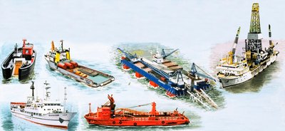Navires utilisés pour trouver du pétrole et divers navires utilisés pour la prospection pétrolière - Clifford Meadway