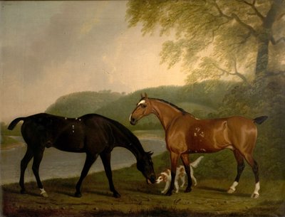 Chevaux et chien dans un paysage, vers 1830 - Clifton Tomson