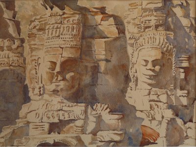 Le Bayon, Angkhor - Combien de visages, 2008 (aquarelle) - Clive Wilson