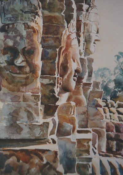 Le Bayon : Tôt le matin - Équanimité et bonté (ouest et sud), 2000 (aquarelle) - Clive Wilson