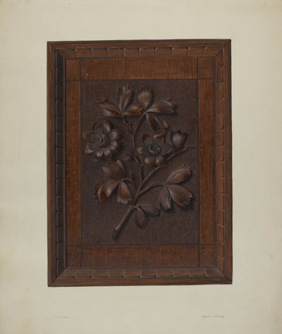 Panneau en bois sculpté - Clyde L. Cheney