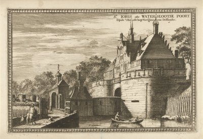 Vue de la porte Waterslootse à Delft - Coenraet Decker (attributed to)