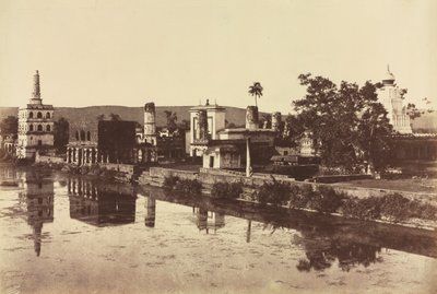 Réservoir et temples à Bunshunkuree, vers 1857 - Col. Thomas Biggs