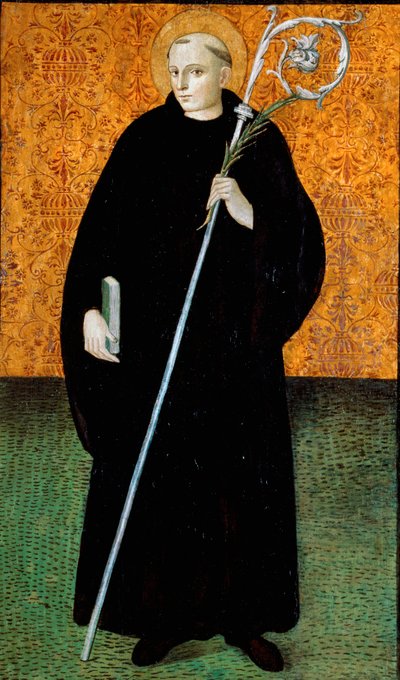 Saint Placide, moine bénédictin, peinture sur bois par Nicola Filotesio dit Cola dell