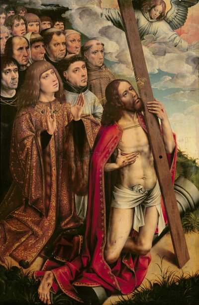 Christ le Médiateur avec Philippe le Beau (1478-1506) et son entourage, panneau de gauche d