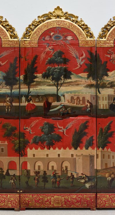 Biombo avec vues de Mexico - Colonial Spanish