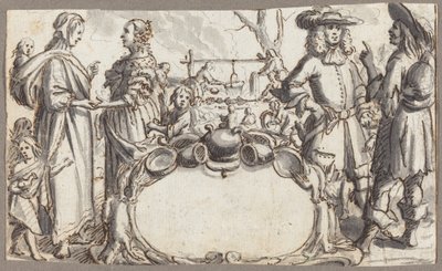 Allégorie de la pauvreté et de la richesse (plume et encre brune avec lavis gris sur papier vergé) - Conrad Meyer