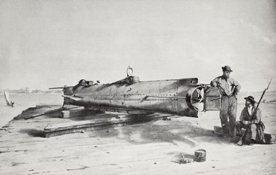 Sous-marin confédéré, Hunley (lithographie) - Conrad Wise Chapman