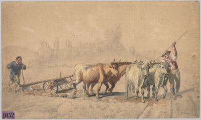 Quatre bœufs tirant une charrue, 1853 - Constant Troyon