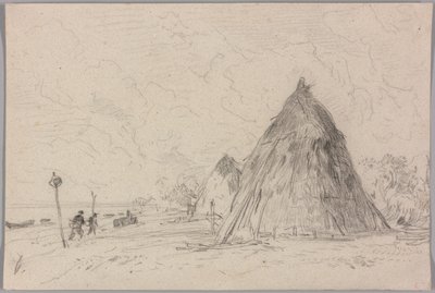 Paysage avec meules de foin - Constant Troyon