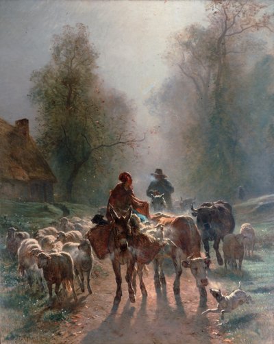 En route vers le marché - Constant Troyon