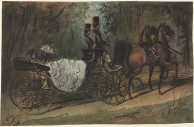 Carrosse dans le Bois de Boulogne, 1800s - Constantin Guys