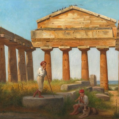 "Cerestemplet i Pæstum". Le temple de Cérès à Paestum - Constantin Hansen