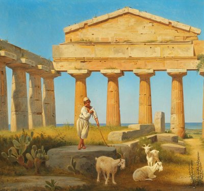 "Cerestemplet i Pæstum". Le temple de Cérès à Paestum - Constantin Hansen
