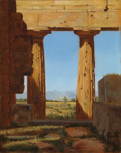 Colonnes du temple de Neptune à Paestum, 1838 - Constantin Hansen
