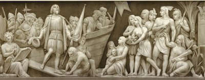 Débarquement de Christophe Colomb Le frise dans la rotonde du Capitole des États-Unis, 1860-1873 - Constantino Brumidi