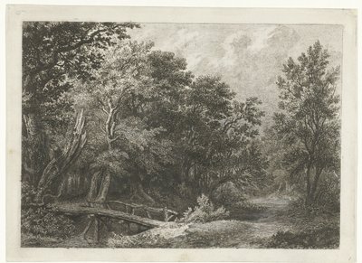 Vue de forêt avec un pont en bois - Constantinus Cornelis Huysmans