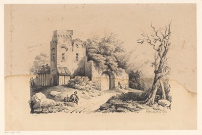 Wandelaar bij ruïne - Constantinus Cornelis Huysmans