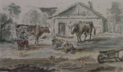 Bétail devant un cottage - Copplestone Warre Bamfylde