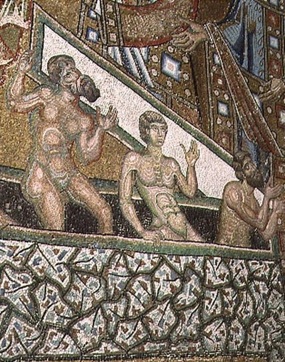 Le Jugement dernier, détail des damnés entrant en enfer, de la voûte au-dessus de l