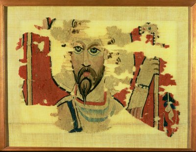 Tenture tissée représentant la tête de Saint Théodore, d
