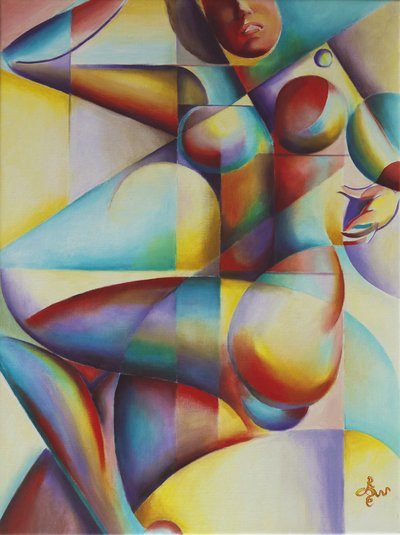 Figure abstraite colorée - Corné Akkers
