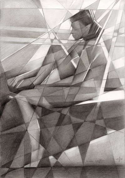 Figure cubiste contemplative - Corné Akkers