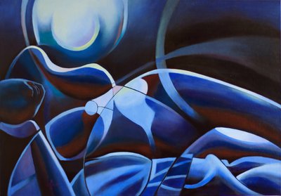 Silhouette bleue au clair de lune - Corné Akkers