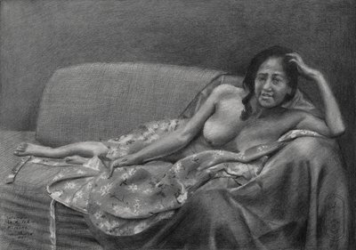 Femme allongée, pensive - Corné Akkers