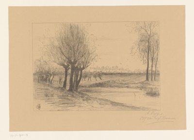 Prairie avec saules têtards - Cornelia Christina Johanna van Trigt Hoevenaar (signed by artist)