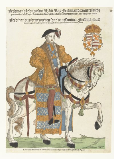 Portrait de Ferdinand du Tyrol à cheval - Cornelis Anthonisz. (manner of)