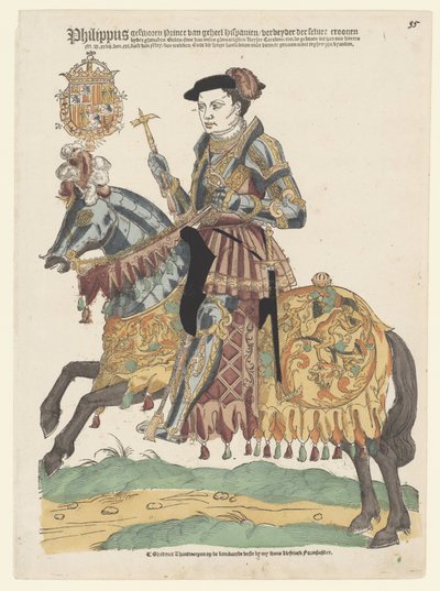 Portrait de Philippe II à cheval - Cornelis Anthonisz. (manner of)
