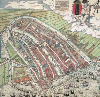 Allemand : Die berühmte Handelsstadt Amsterdam
Dutch : De vermaerde koopstadt van Amstelredam - Cornelis Anthonisz.